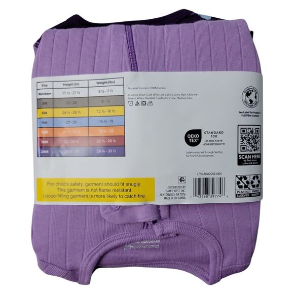 Member's Mark Baby 3-Pack Organic Cotton Soft Sleep And Play - Floral - Picture 2 of 3